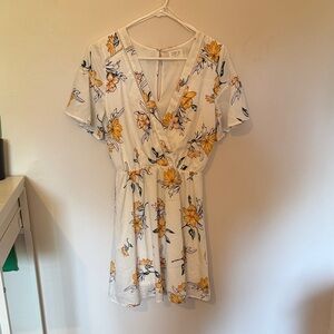 Sienna Sky White and Yellow Floral Mini Dress